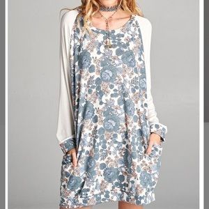 Floral pocket tunic dress